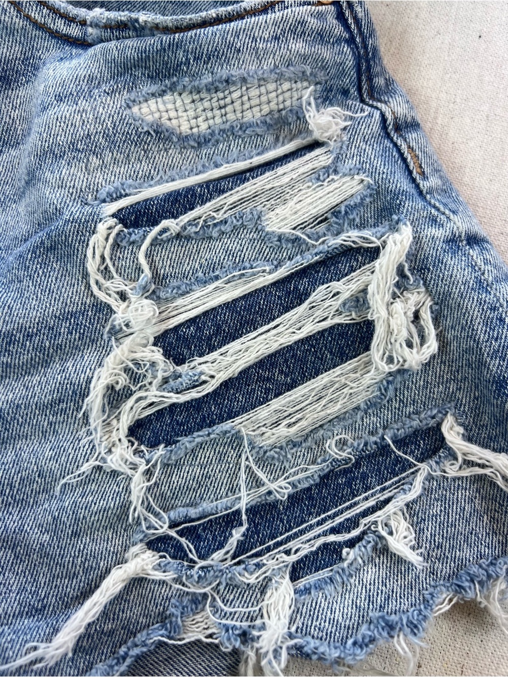 Women’s Distressed High-Rise Ripped Distressed Comfy Boho Indie Denim Shorts - 2 - Picture 6 of 9